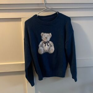 Navy Sweater with Teddy Bear Design